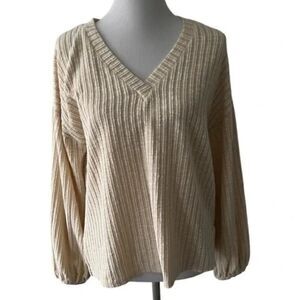 Very J V Neck Ribbed Sweater size S